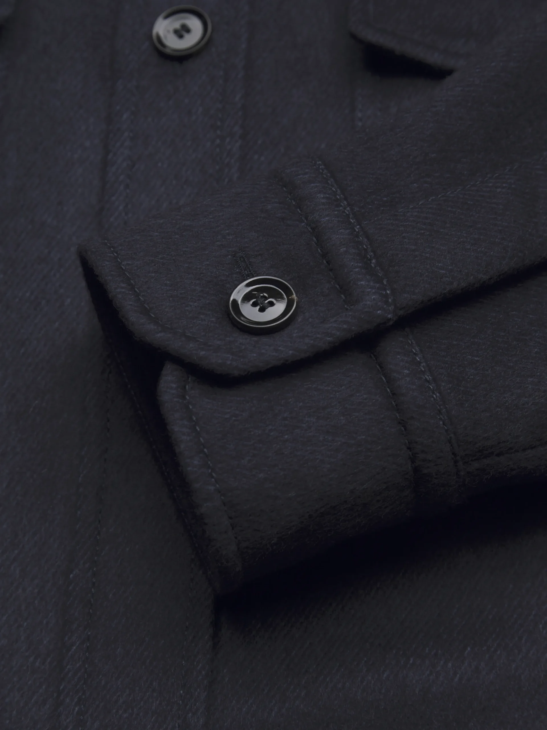Navy blue cashmere, silk and vicuña Vagabond overshirt
