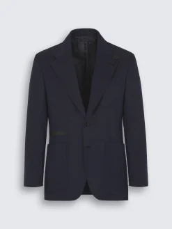 Navy blue cavalry wool twill Travel jacket