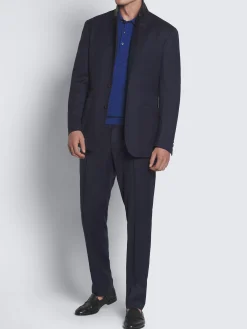 Navy blue cavalry wool twill Travel jacket