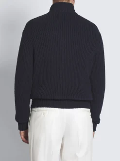 Navy blue cotton blouson