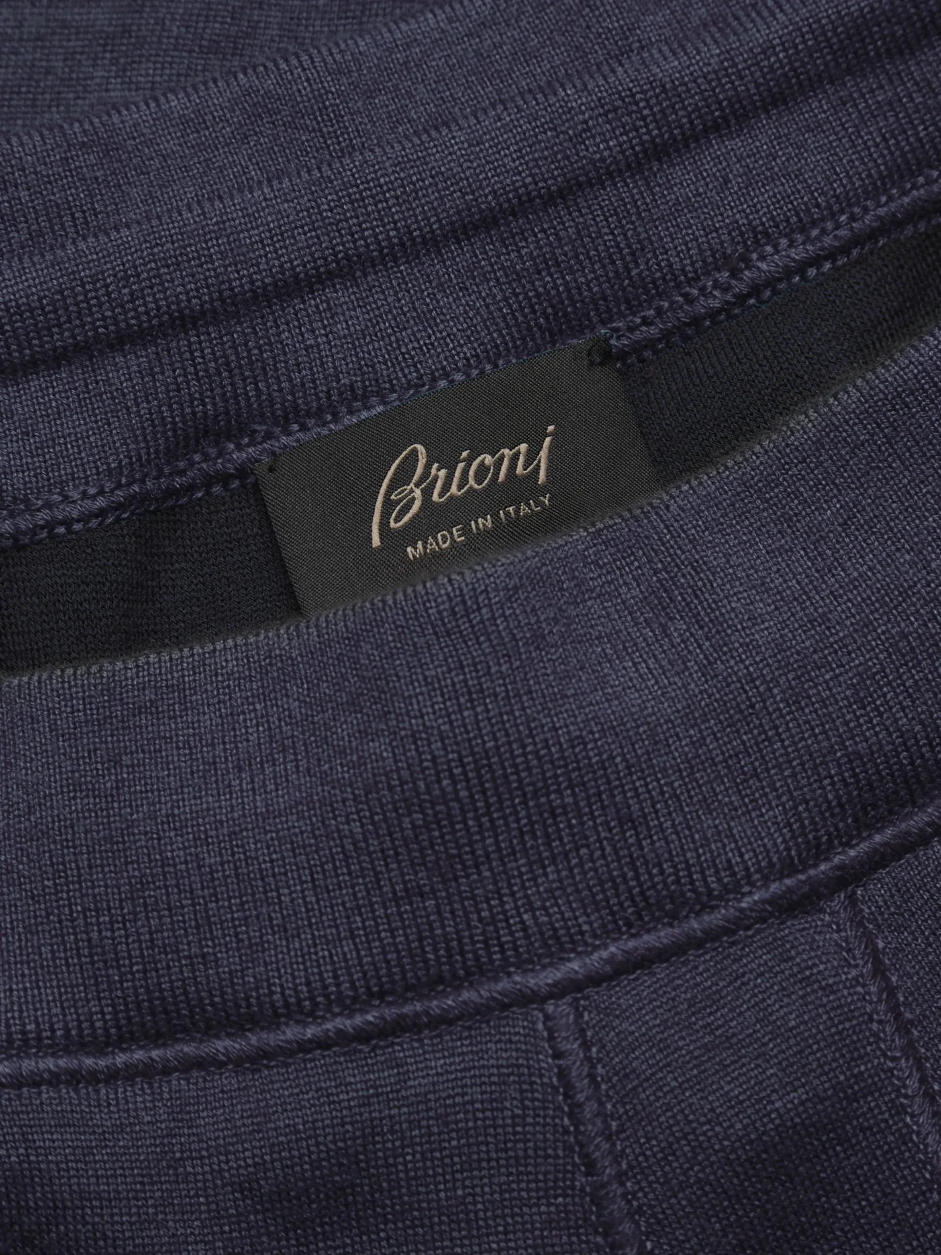 Navy blue cotton, cashmere and silk knit trousers