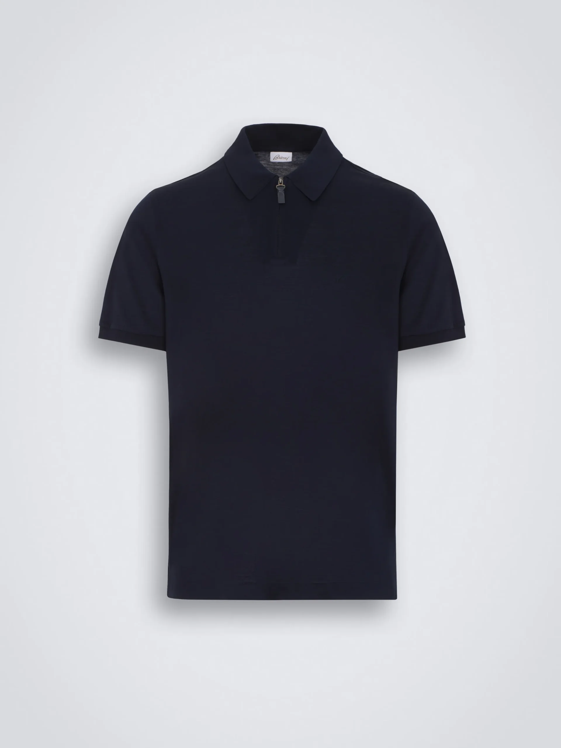Navy blue cotton zip polo
