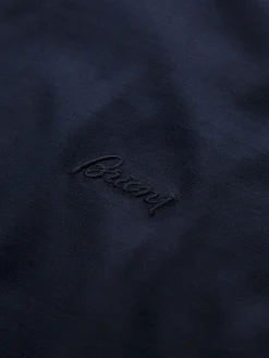 Navy blue cotton zip polo