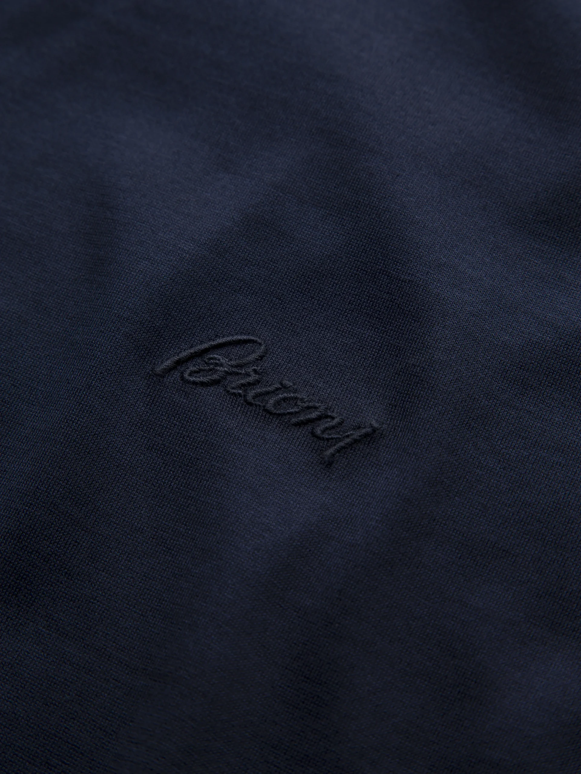 Navy blue cotton zip polo