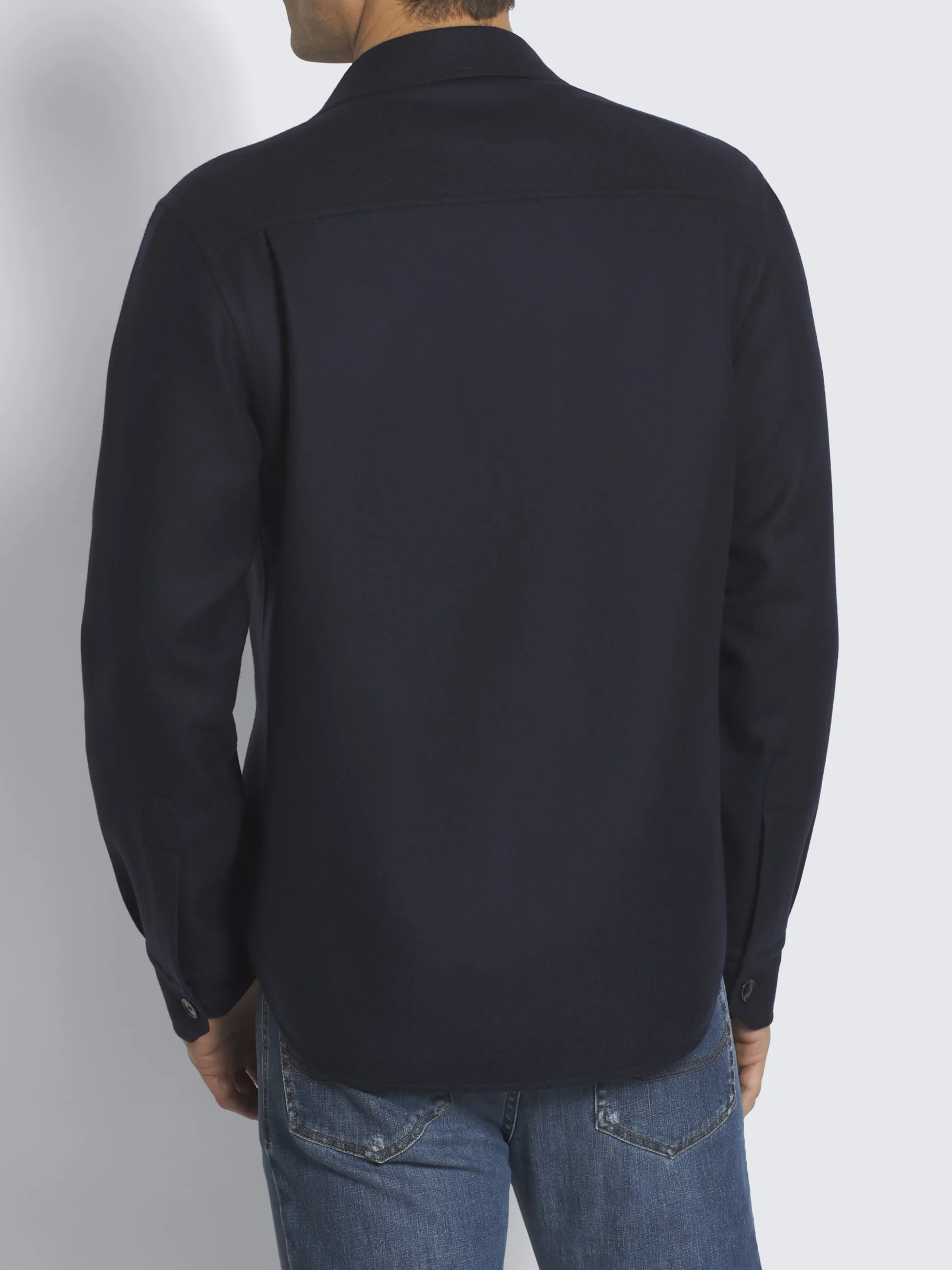 Navy blue double-splittable wool Vagabond overshirt
