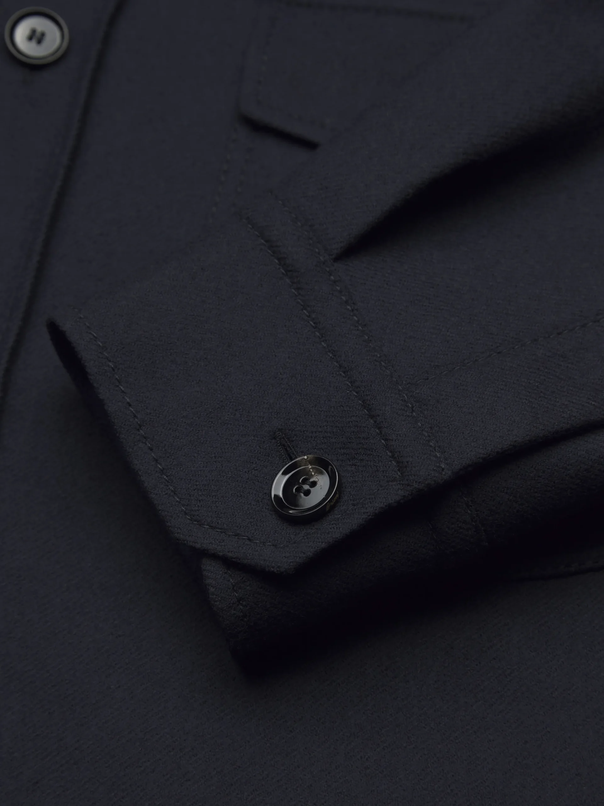 Navy blue double-splittable wool Vagabond overshirt