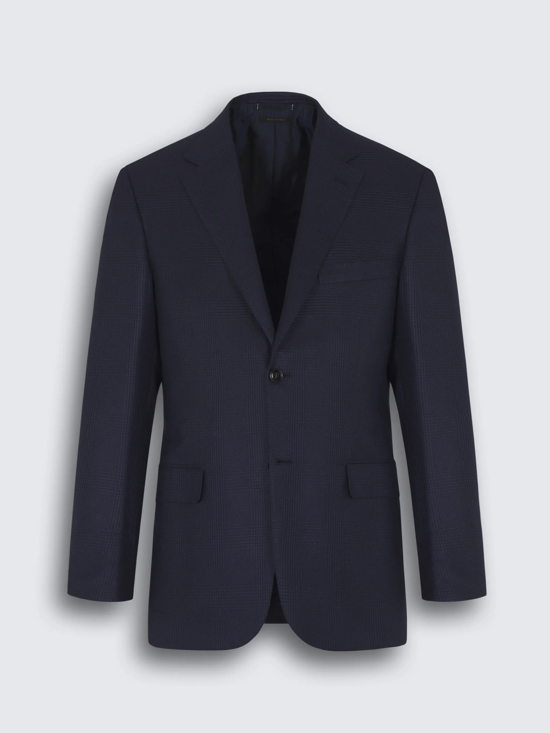 Navy blue glen plaid wool and silk Ravello jacket
