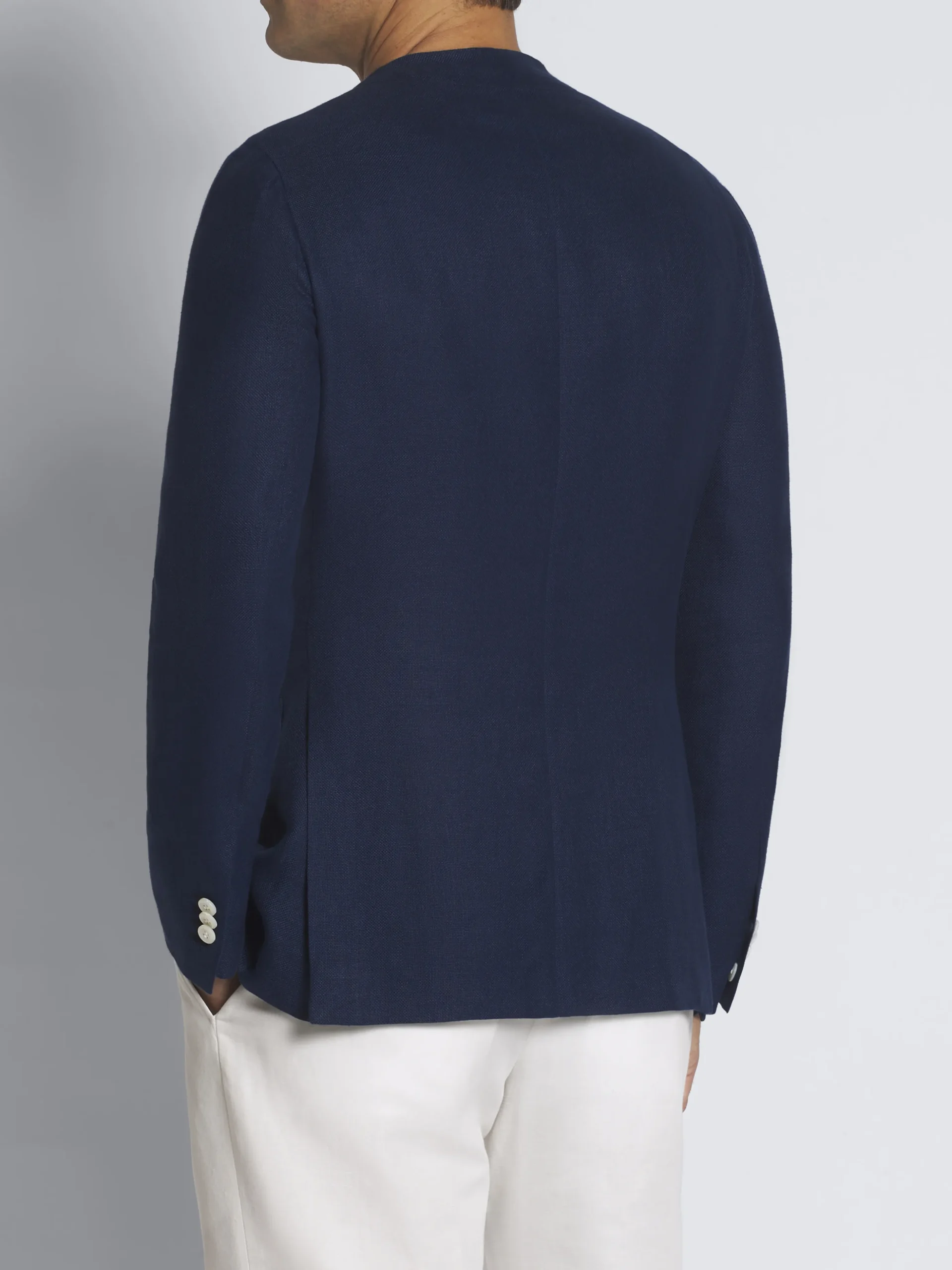 Navy blue linen, wool and silk Jardigan