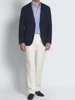 Navy blue linen, wool and silk Jardigan