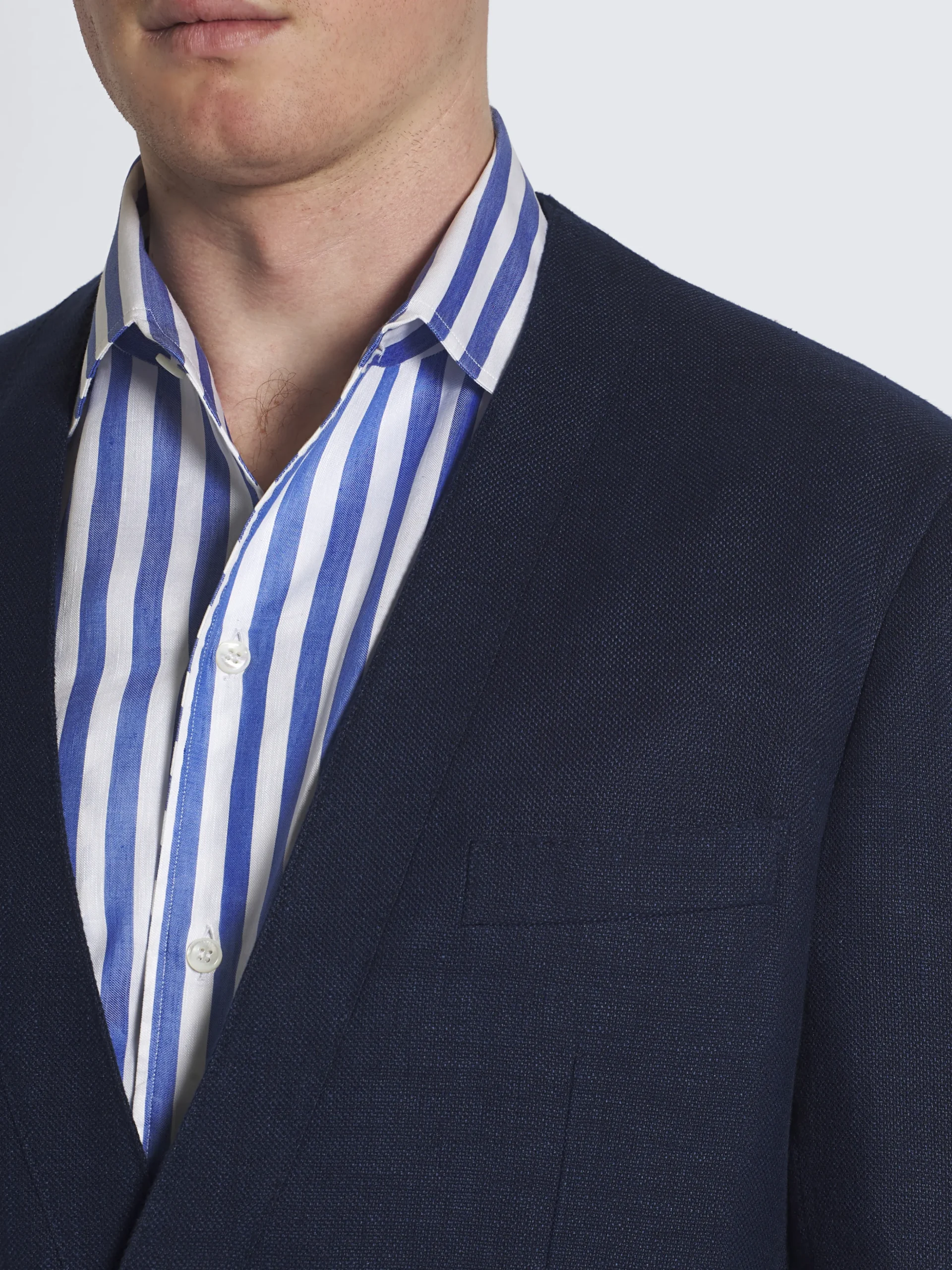 Navy blue linen, wool and silk Jardigan