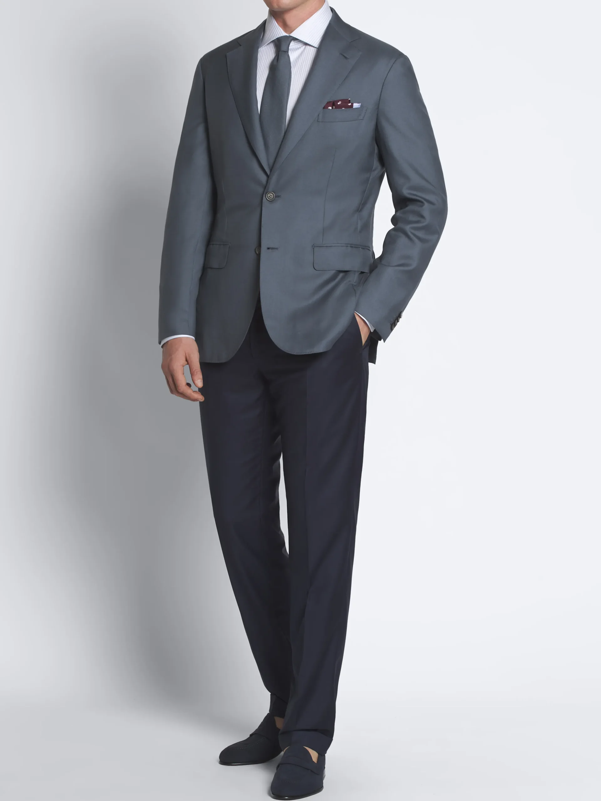 Navy blue linen, wool and silk Jardigan