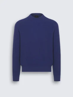 Navy blue perforated suede bomber