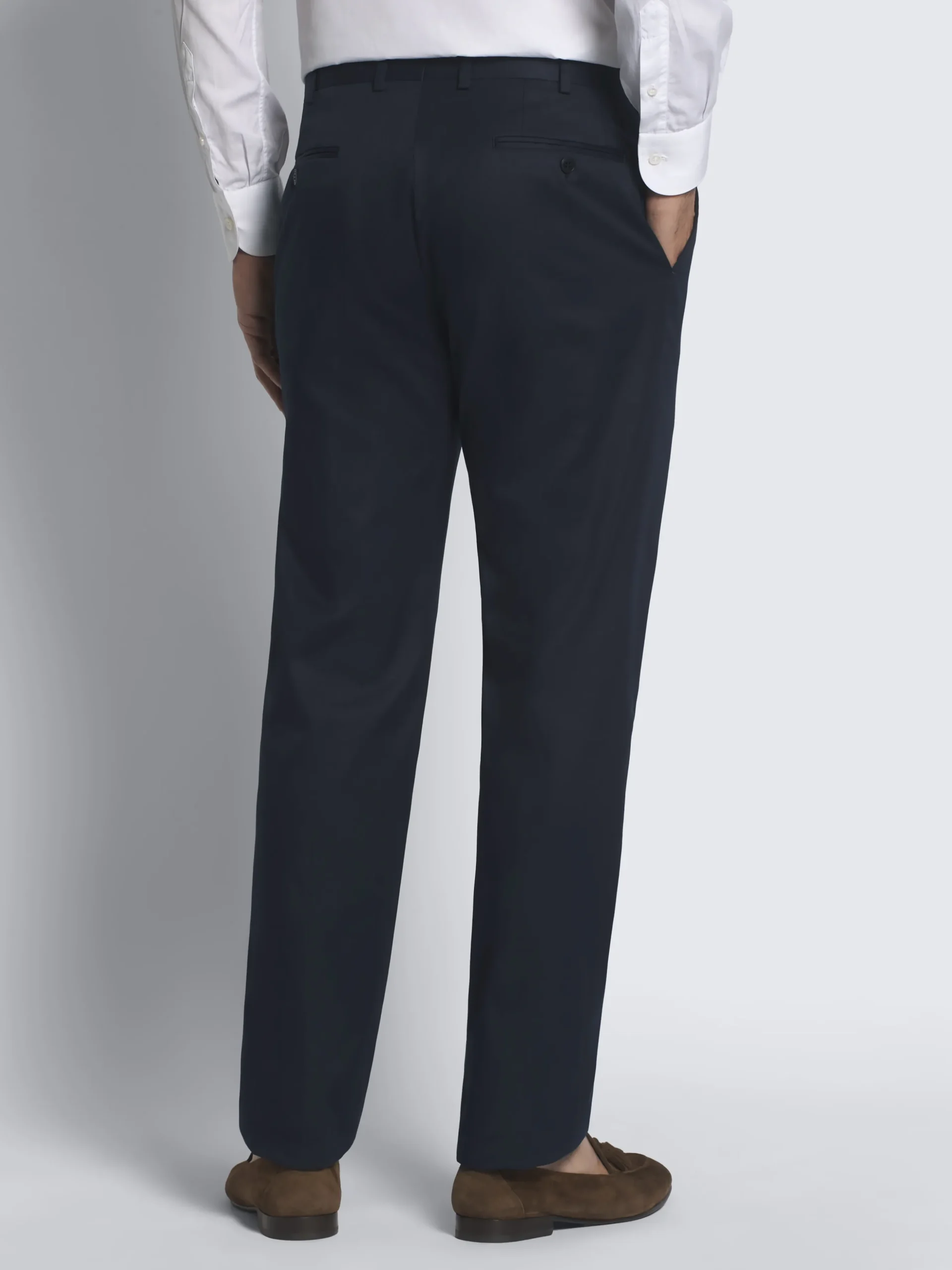 Navy blue Sea Island cotton twill Tigullio trousers