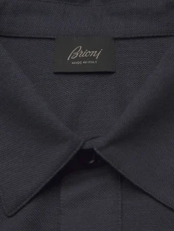 Navy blue tech wool polo