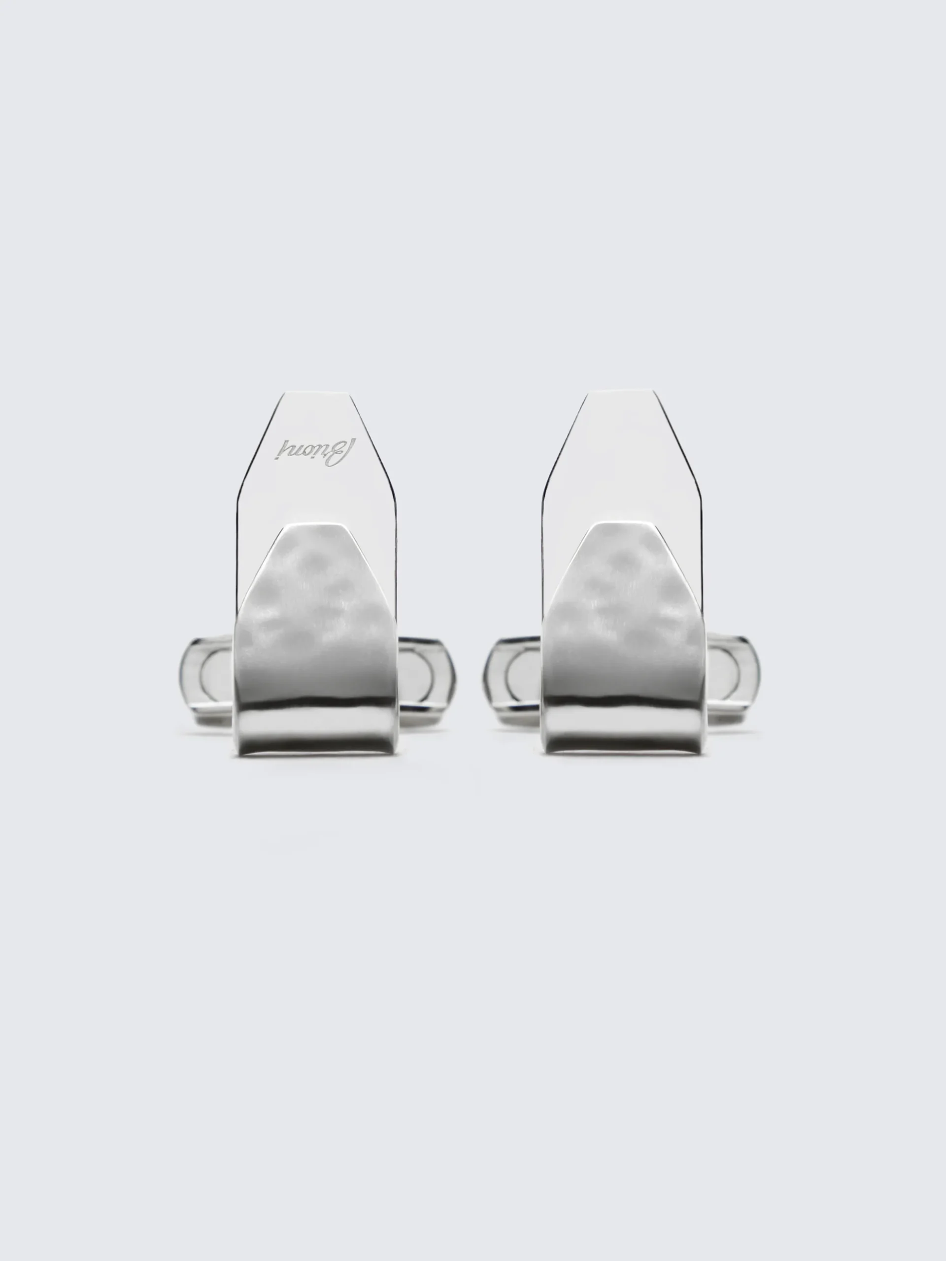Octagon folded cufflinks in hammered silver