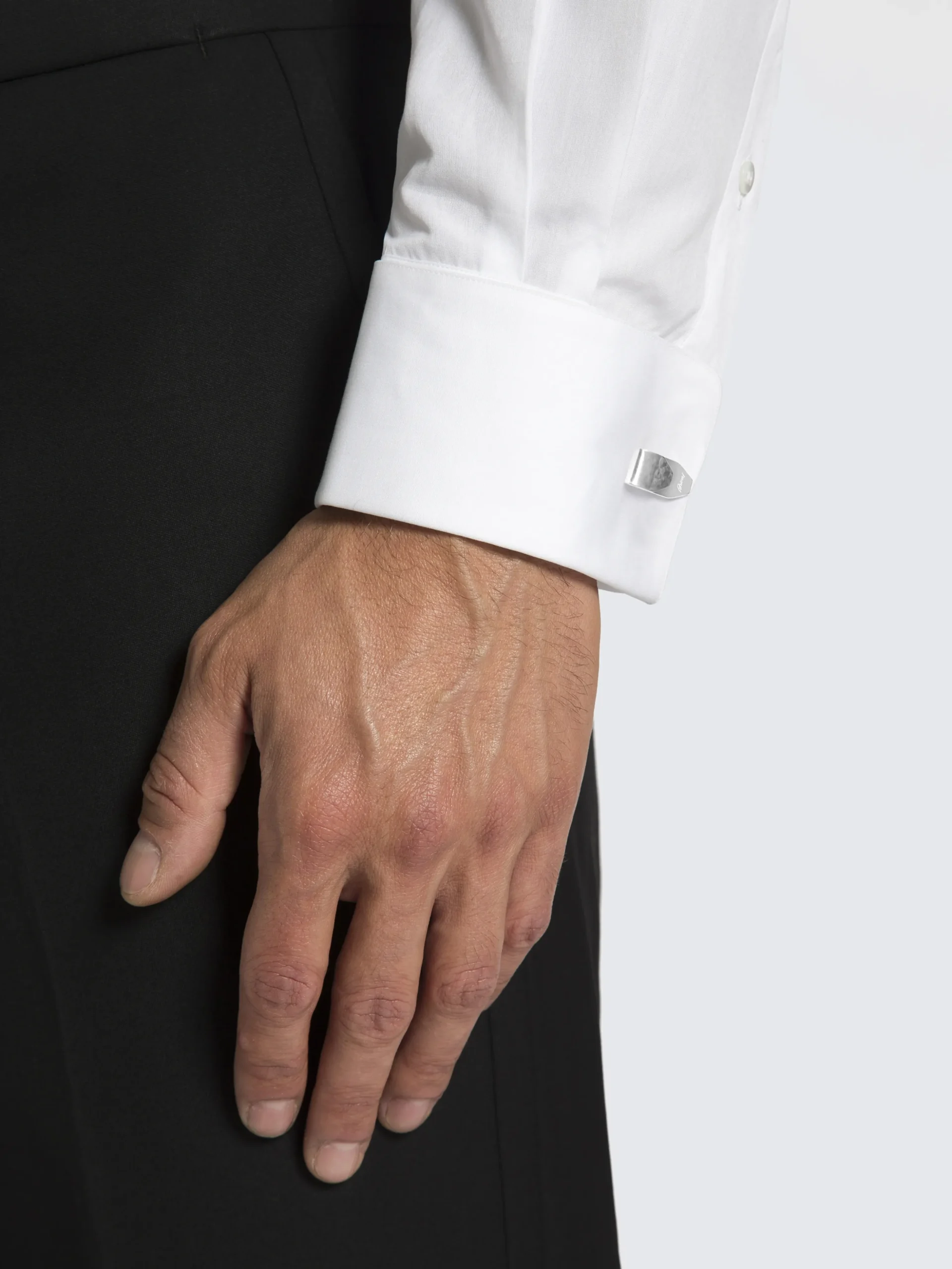 Octagon folded cufflinks in hammered silver