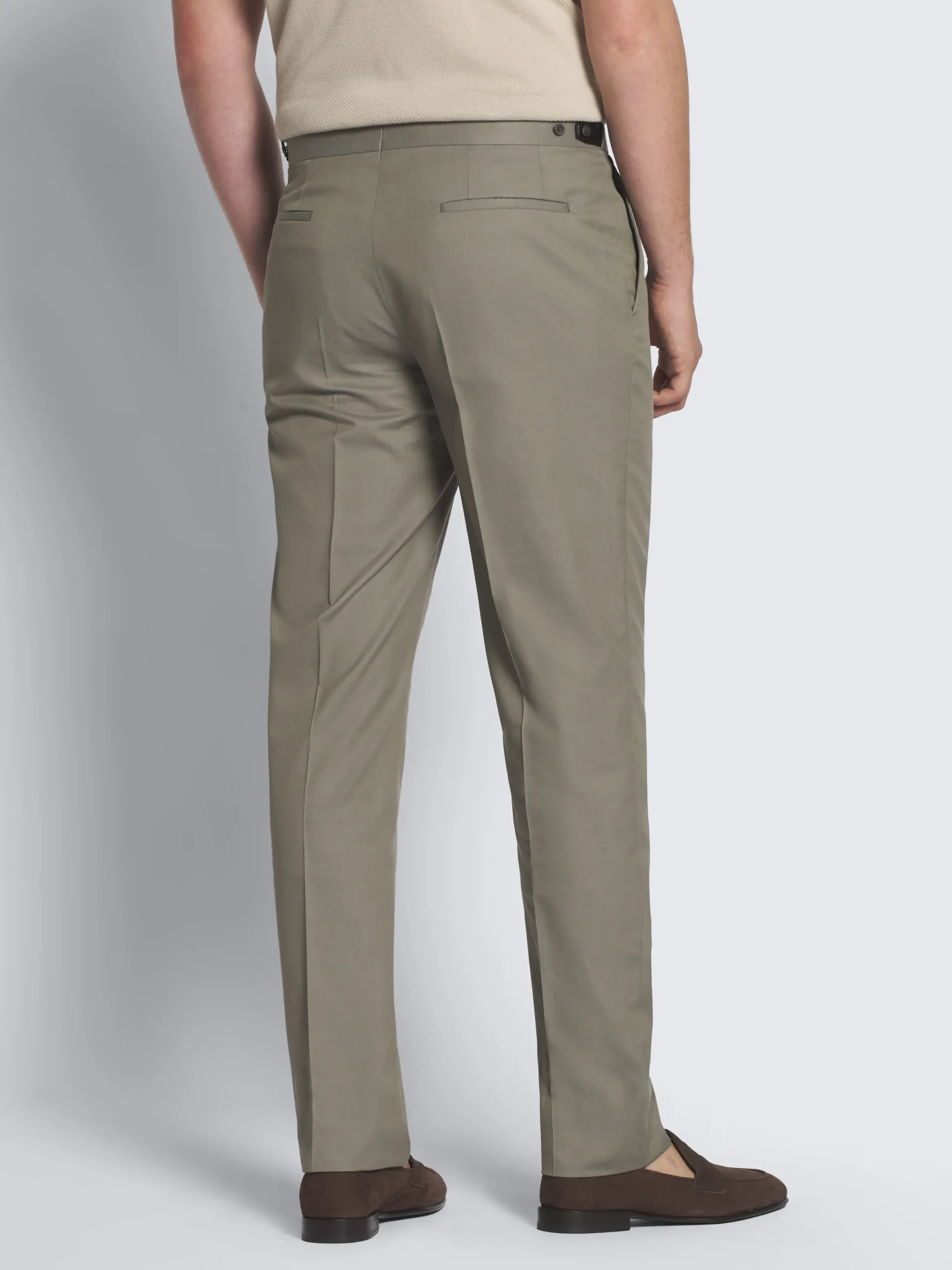 Olive green Sea Island cotton and wool Firenze trousers
