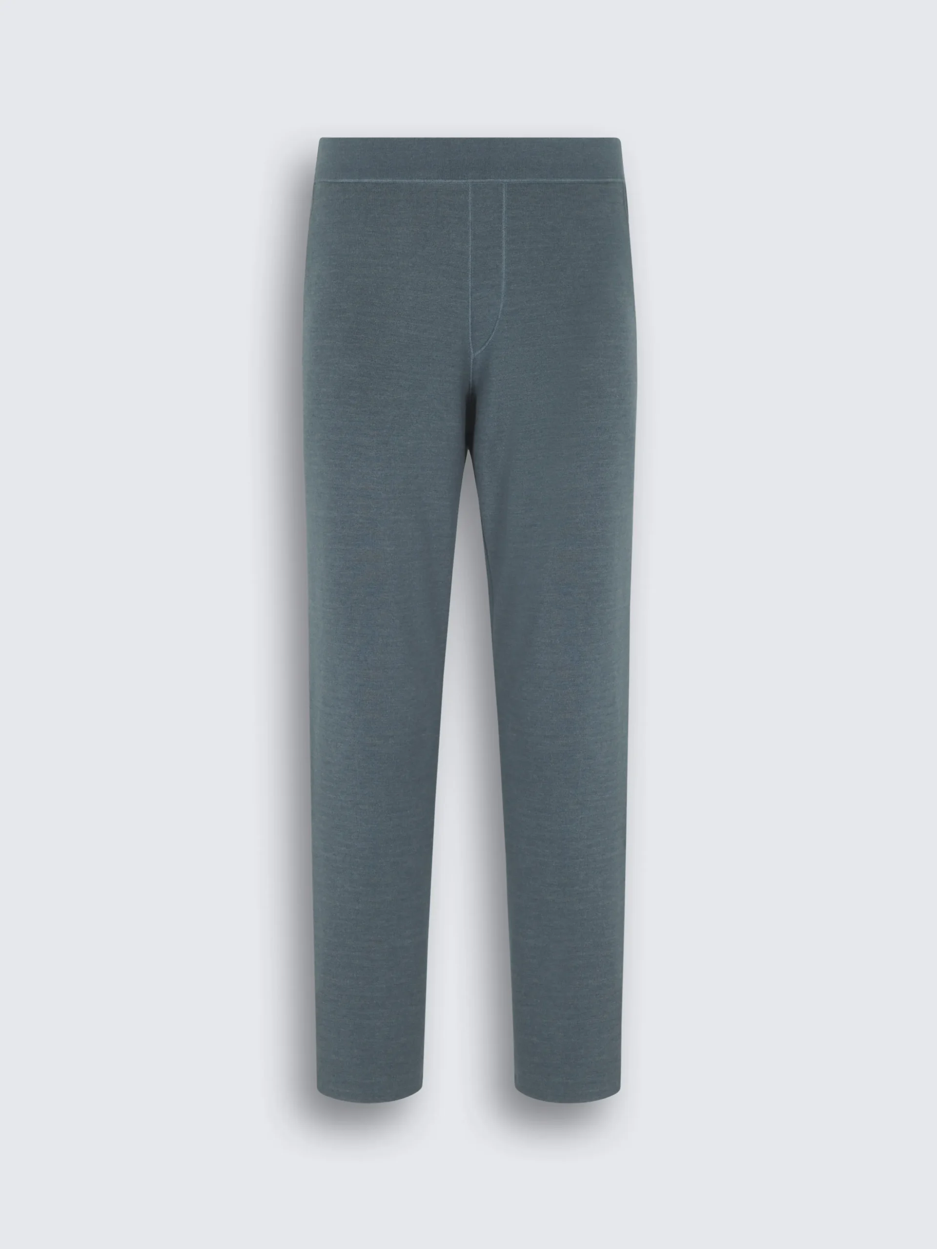 Petroleum blue cotton, cashmere and silk knitted trousers