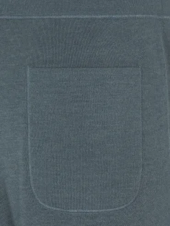 Petroleum blue cotton, cashmere and silk knitted trousers