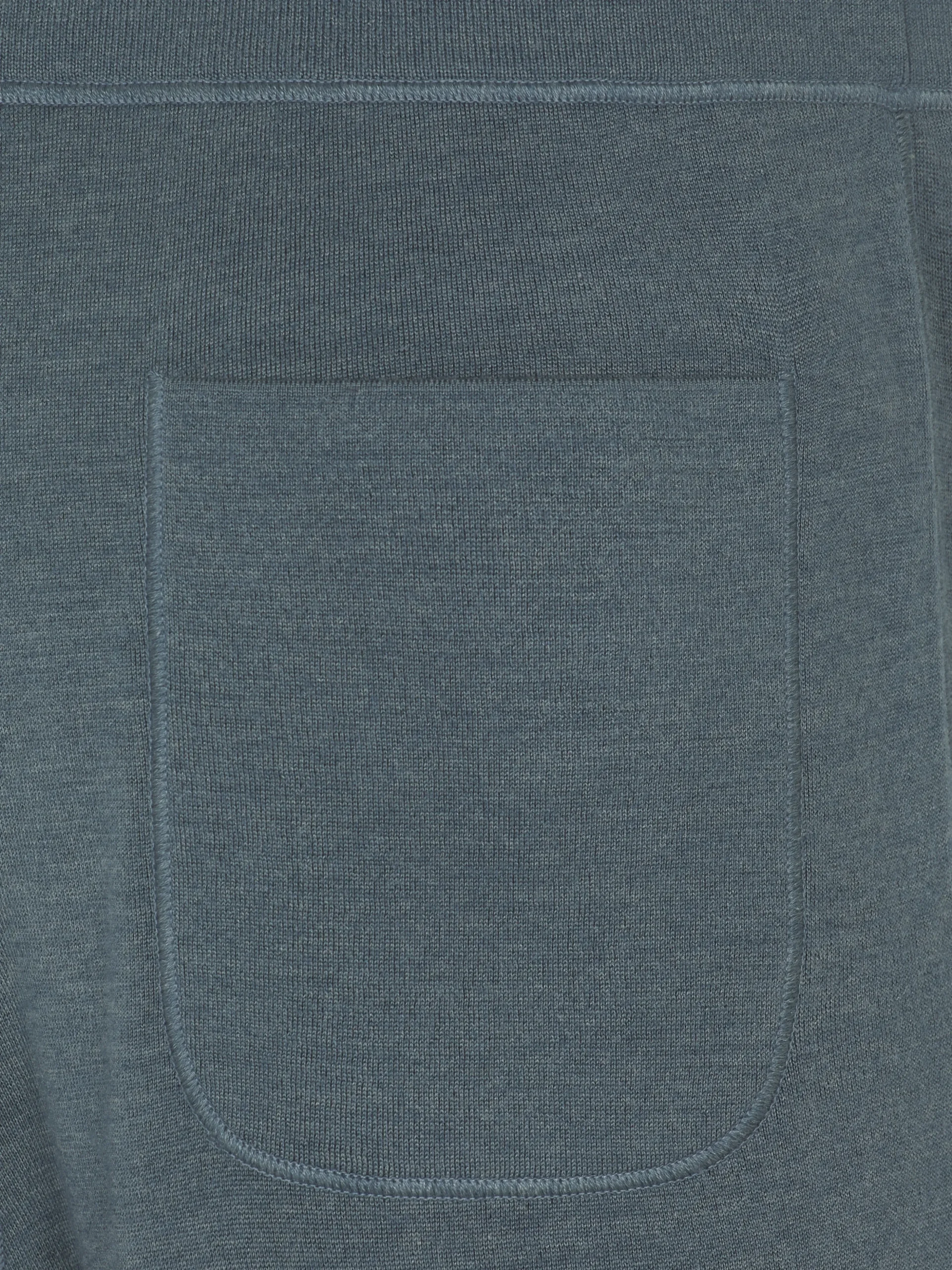 Petroleum blue cotton, cashmere and silk knitted trousers