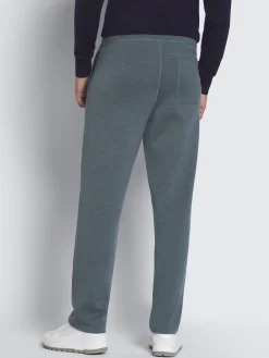 Petroleum blue cotton, cashmere and silk knitted trousers