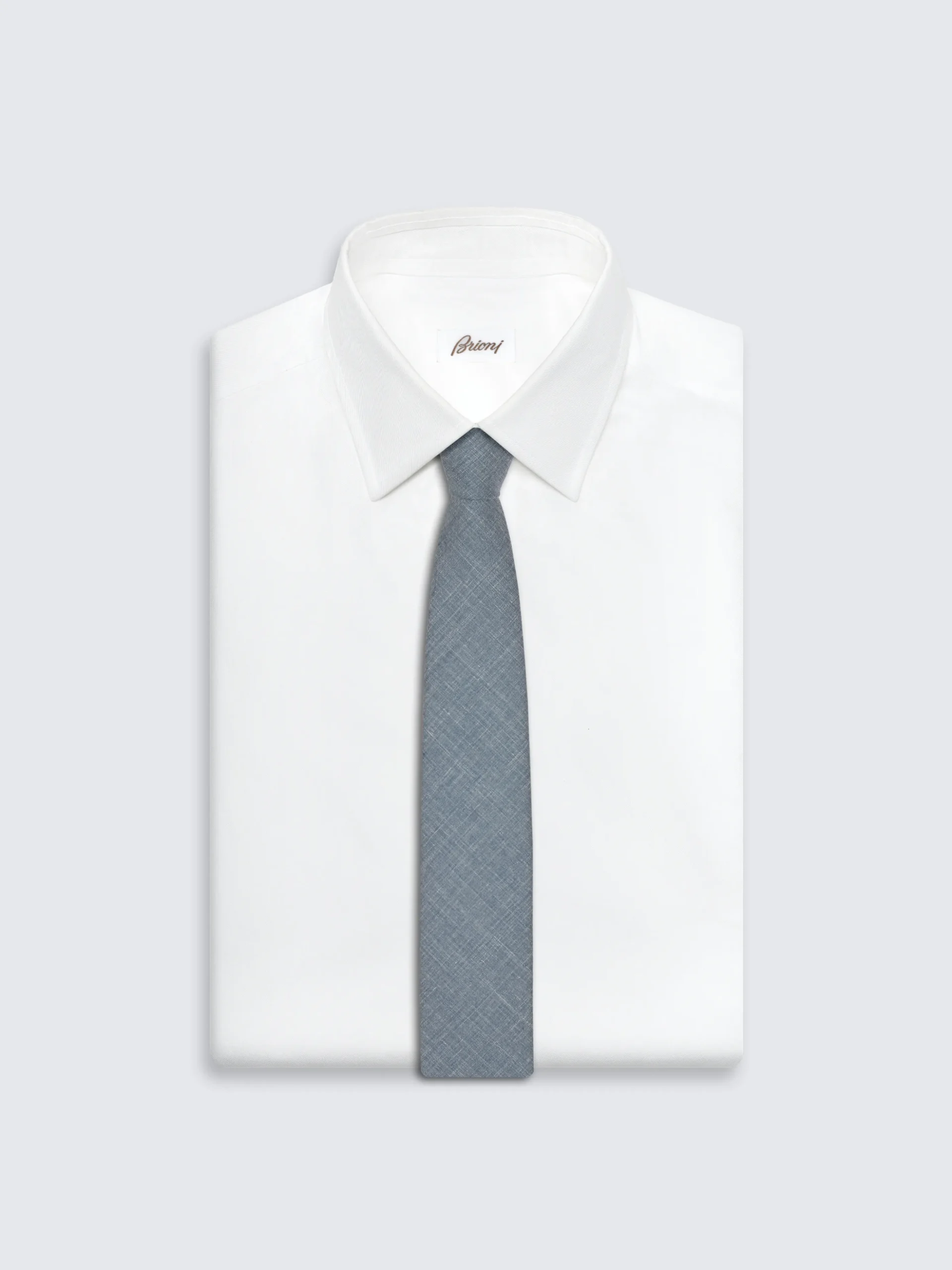 Petroleum blue sharkskin silk, cashmere and linen twill tie