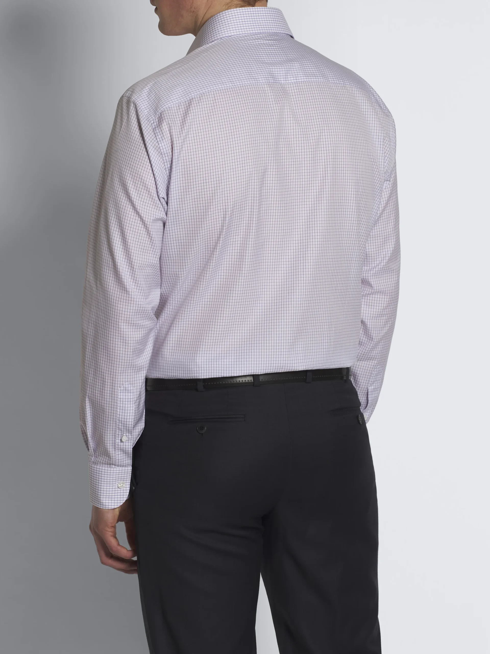 Pink and lilac micro-checked Ginza 45 cotton formal shirt