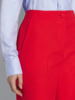 Red wool and silk Camilla trousers
