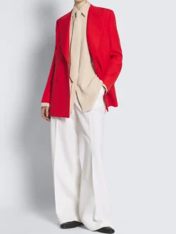 Red wool and silk double-breasted Flavia jacket