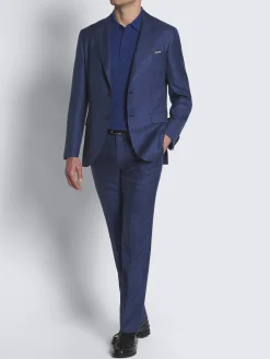 Royal blue cashmere, silk and linen Tigullio trousers