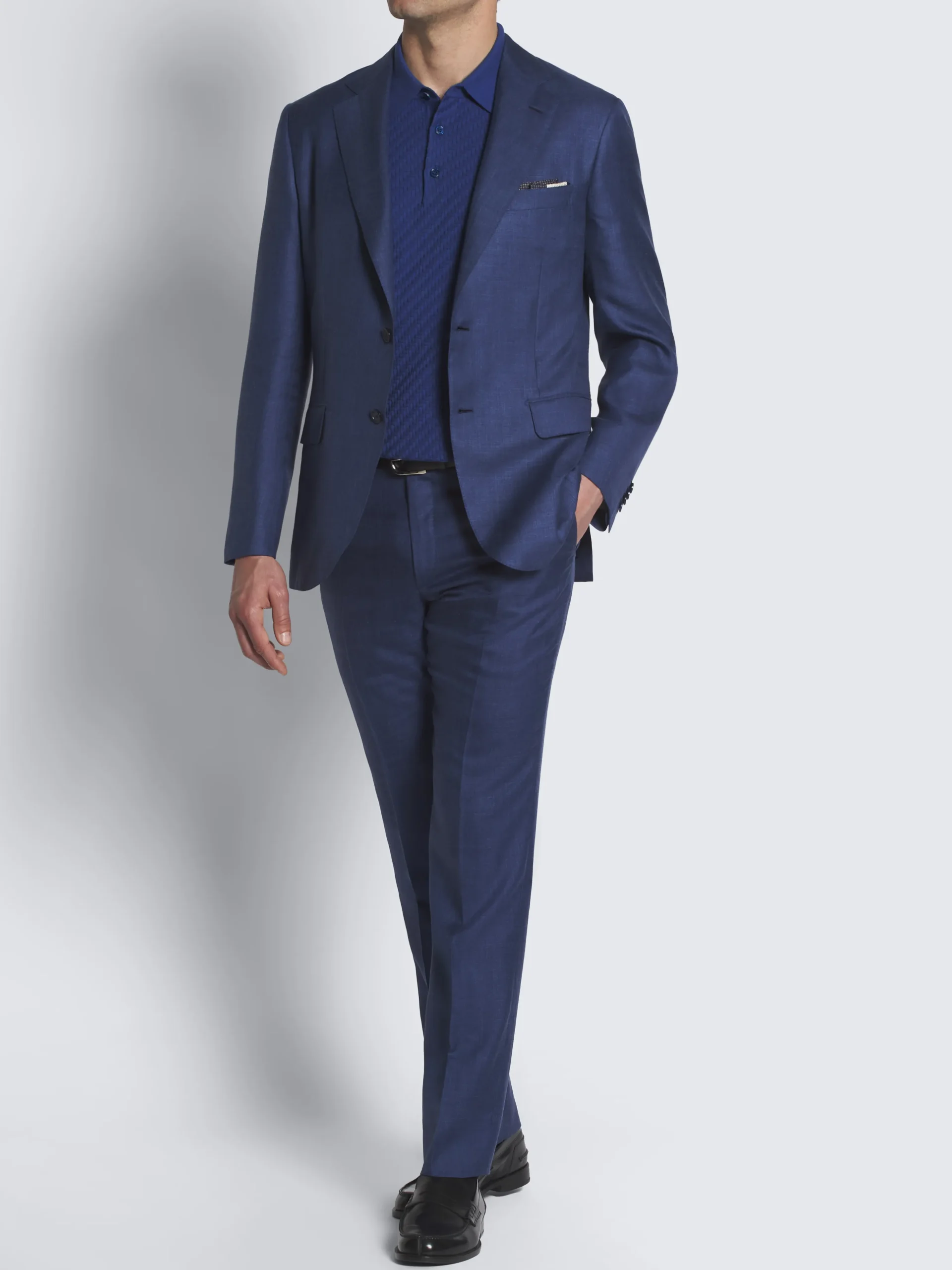Royal blue cashmere, silk and linen Tigullio trousers