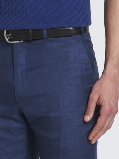 Royal blue cashmere, silk and linen Tigullio trousers