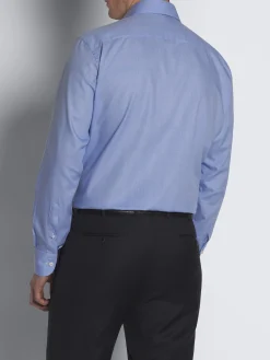 Royal blue glen plaid Ventiquattro cotton twill formal shirt