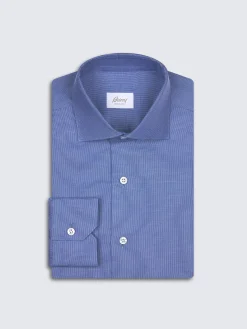 Royal blue micro motif cotton formal shirt