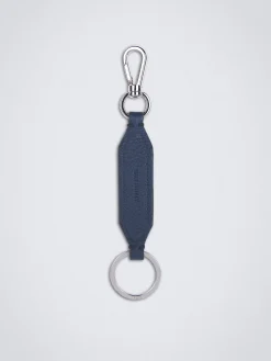 Sapphire blue grained leather key holder
