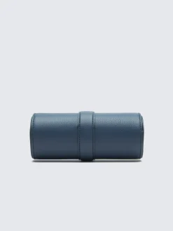 Sapphire blue grained leather watch case