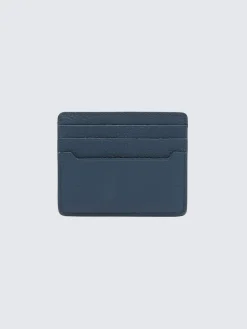 Sapphire blue grained leather card holder