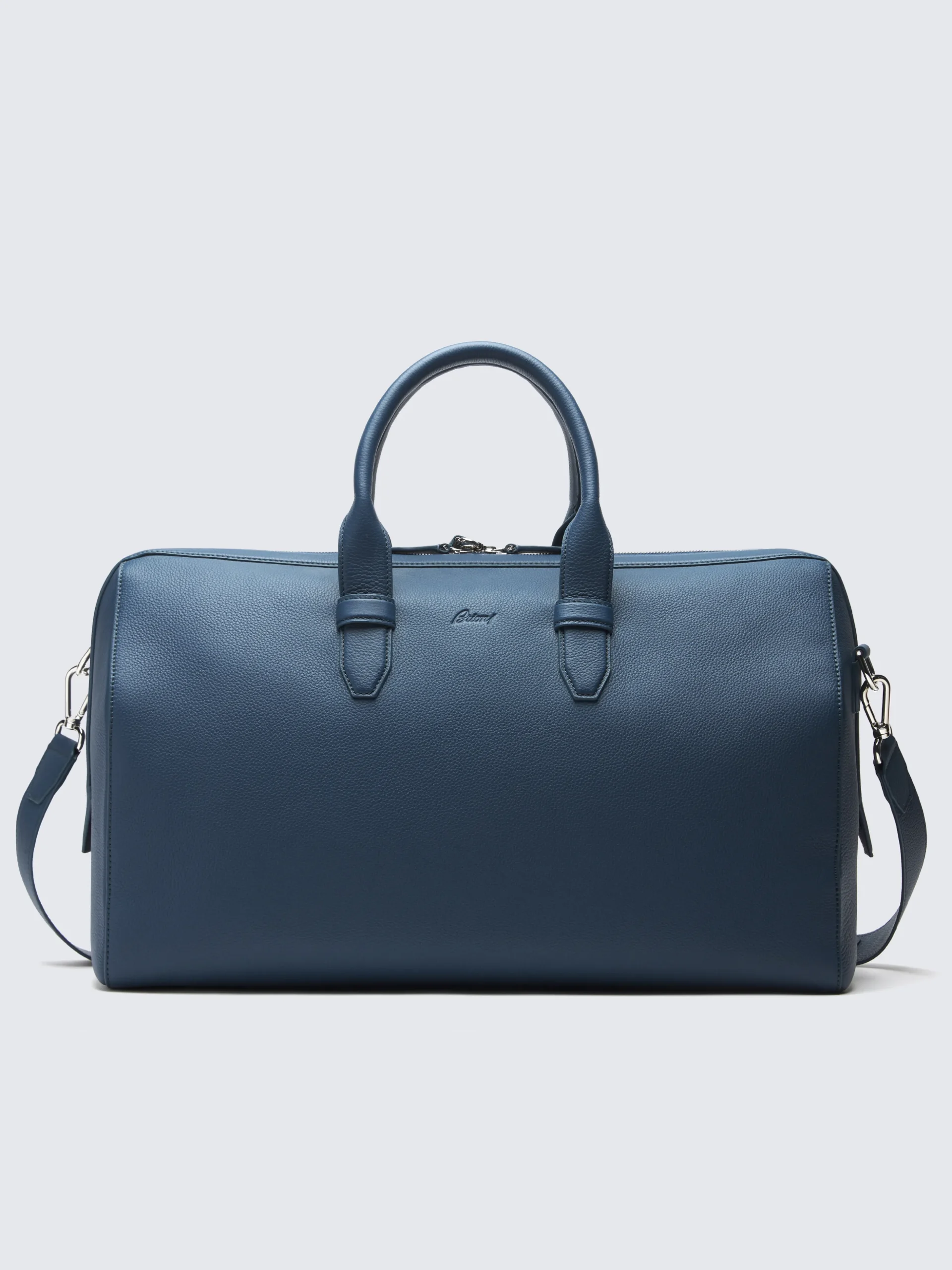Sapphire blue grained leather duffle bag