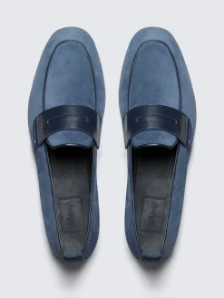 Sapphire blue suede Monza driver loafers
