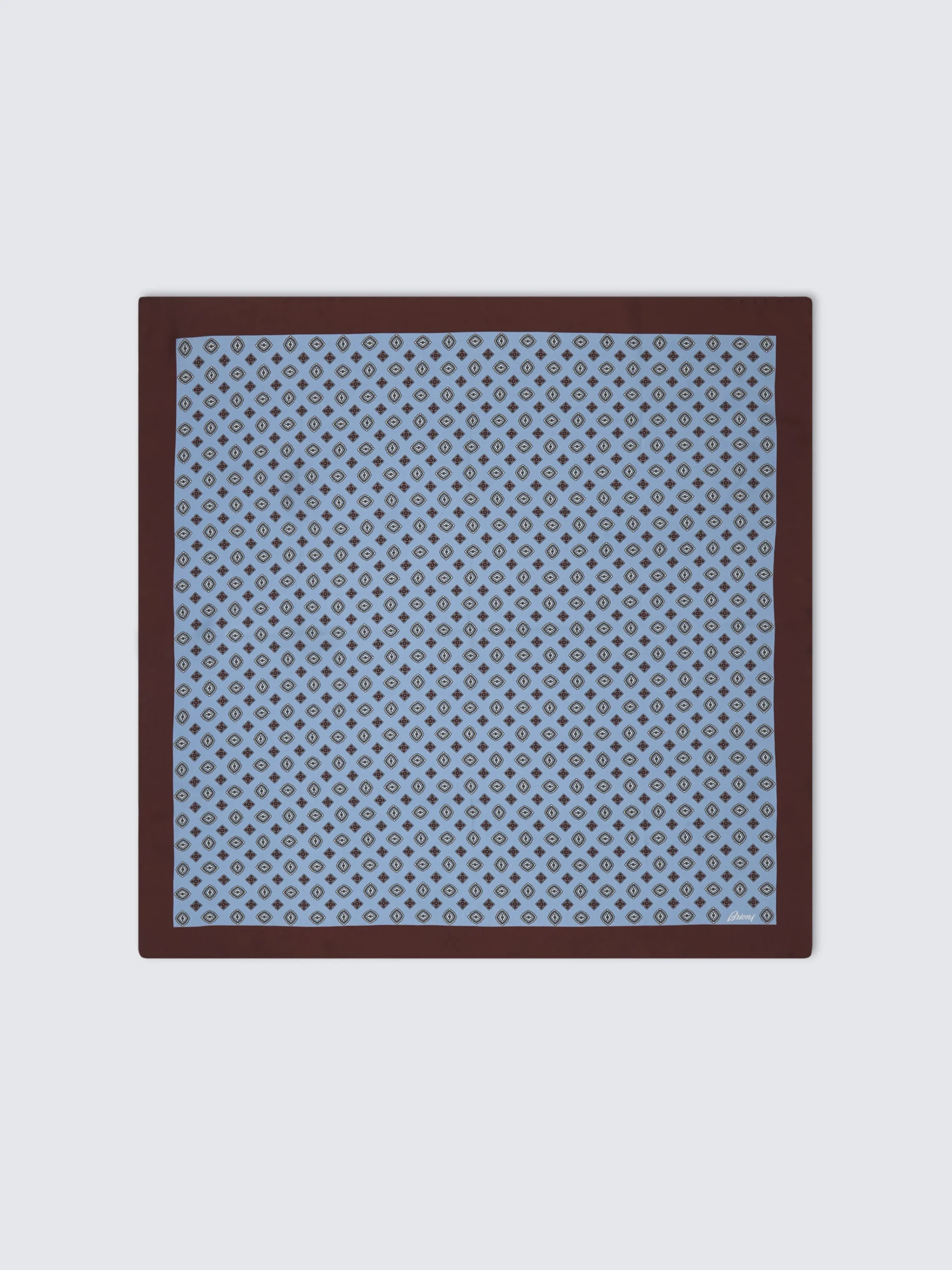 Sky blue and bordeaux micro motif silk foulard