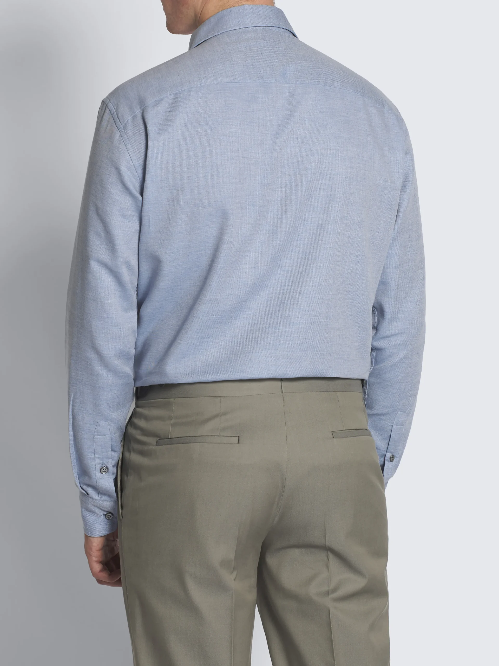 Sky blue cotton and cashmere Capri collar shirt