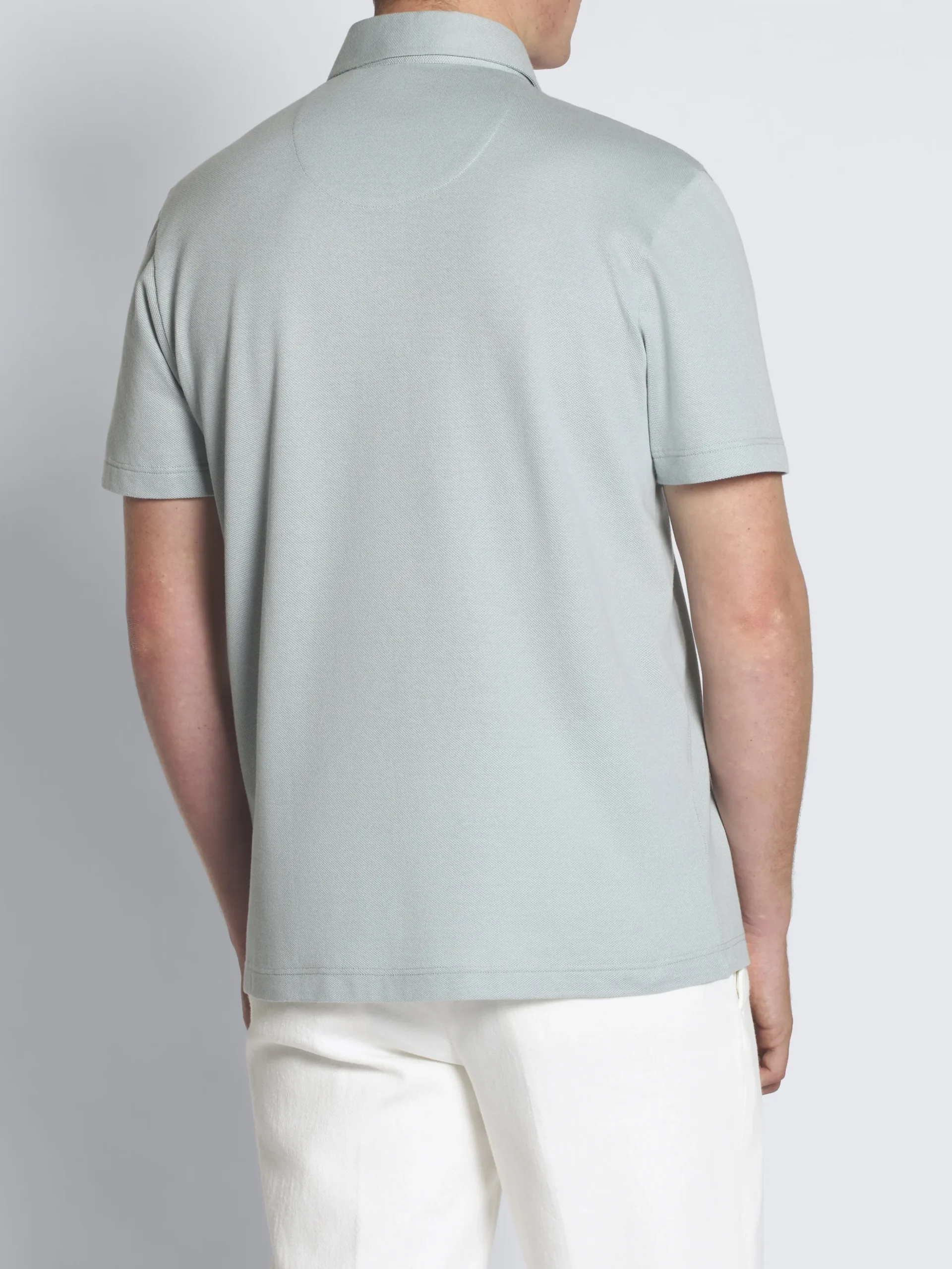 Sky blue cotton piqué polo