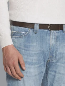 Sky blue cotton selvedge denim Meribel jeans
