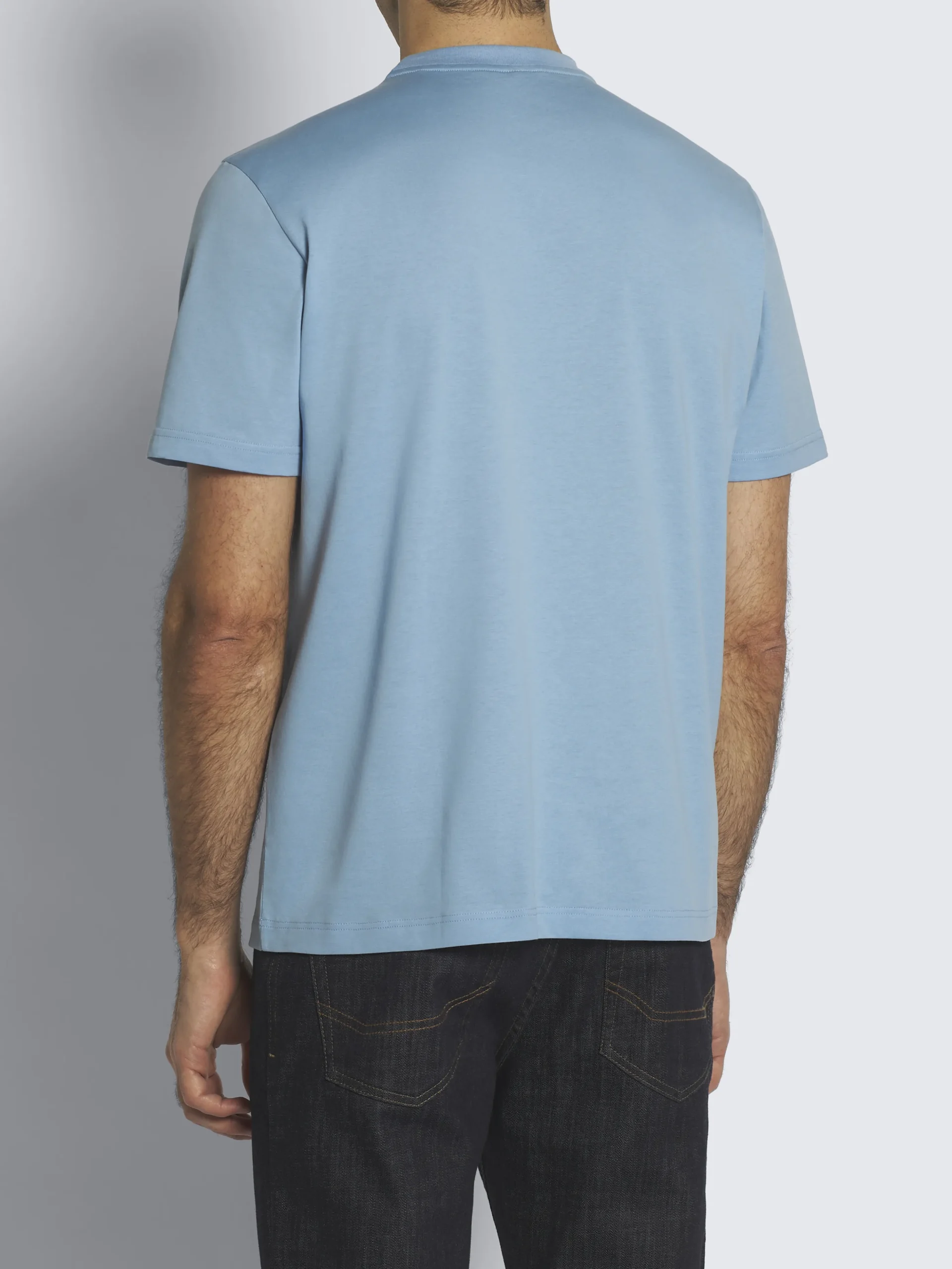 Sky blue organic gassed organic cotton T-shirt