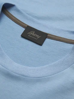 Sky blue organic gassed organic cotton T-shirt