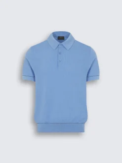 Sky blue Sea Island cotton piqué polo