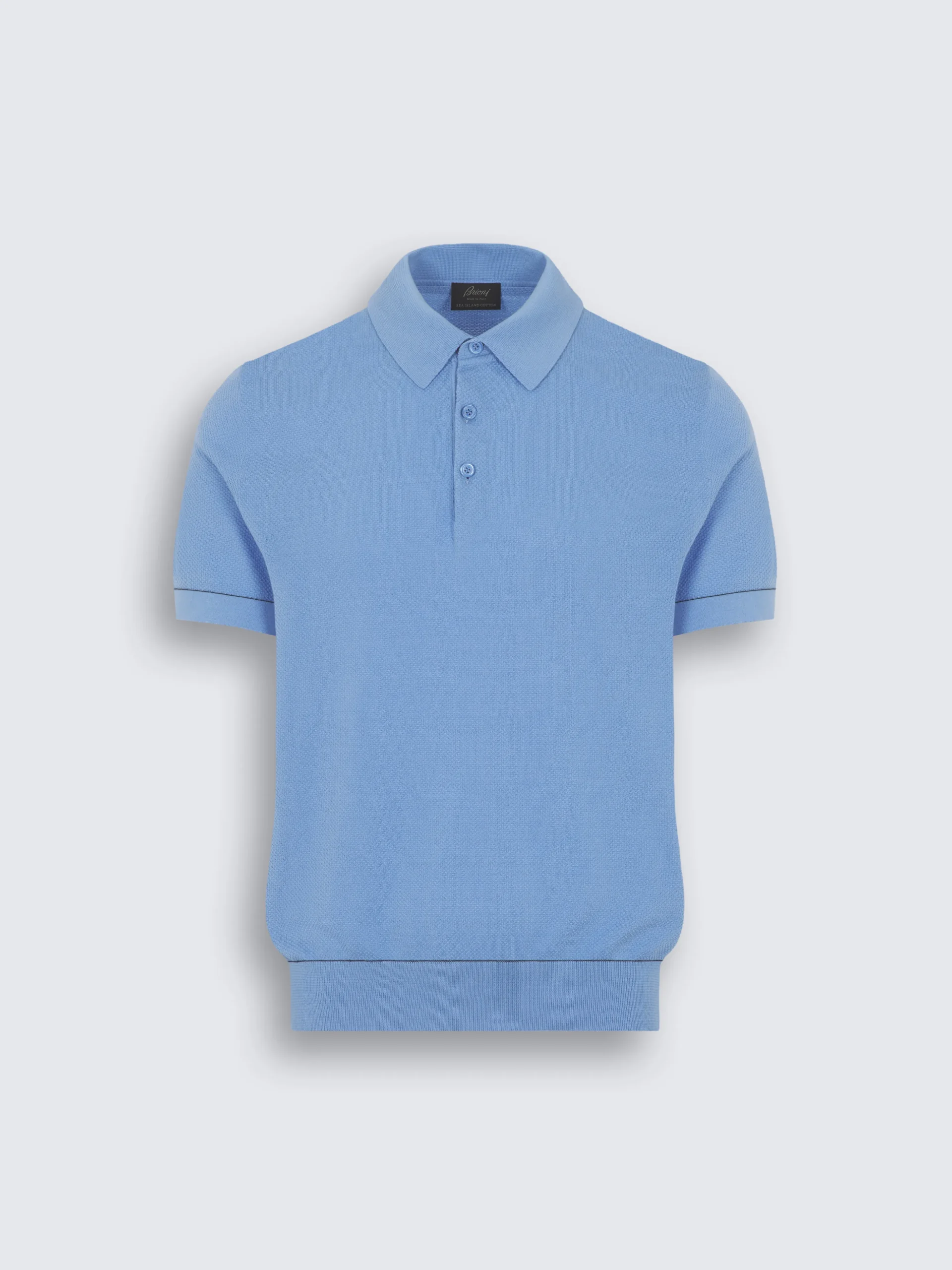 Sky blue Sea Island cotton piqué polo