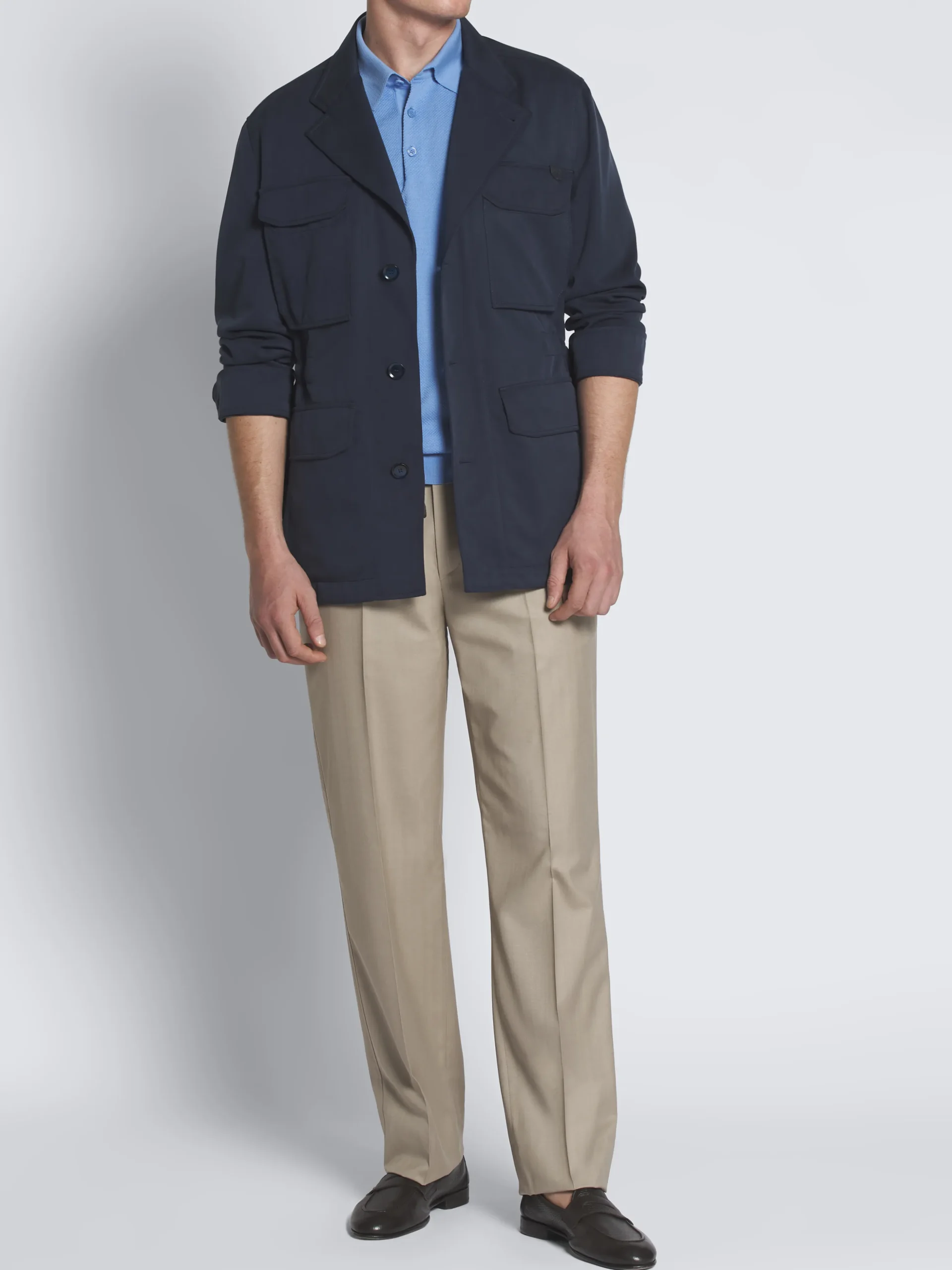 Sky blue Sea Island cotton piqué polo