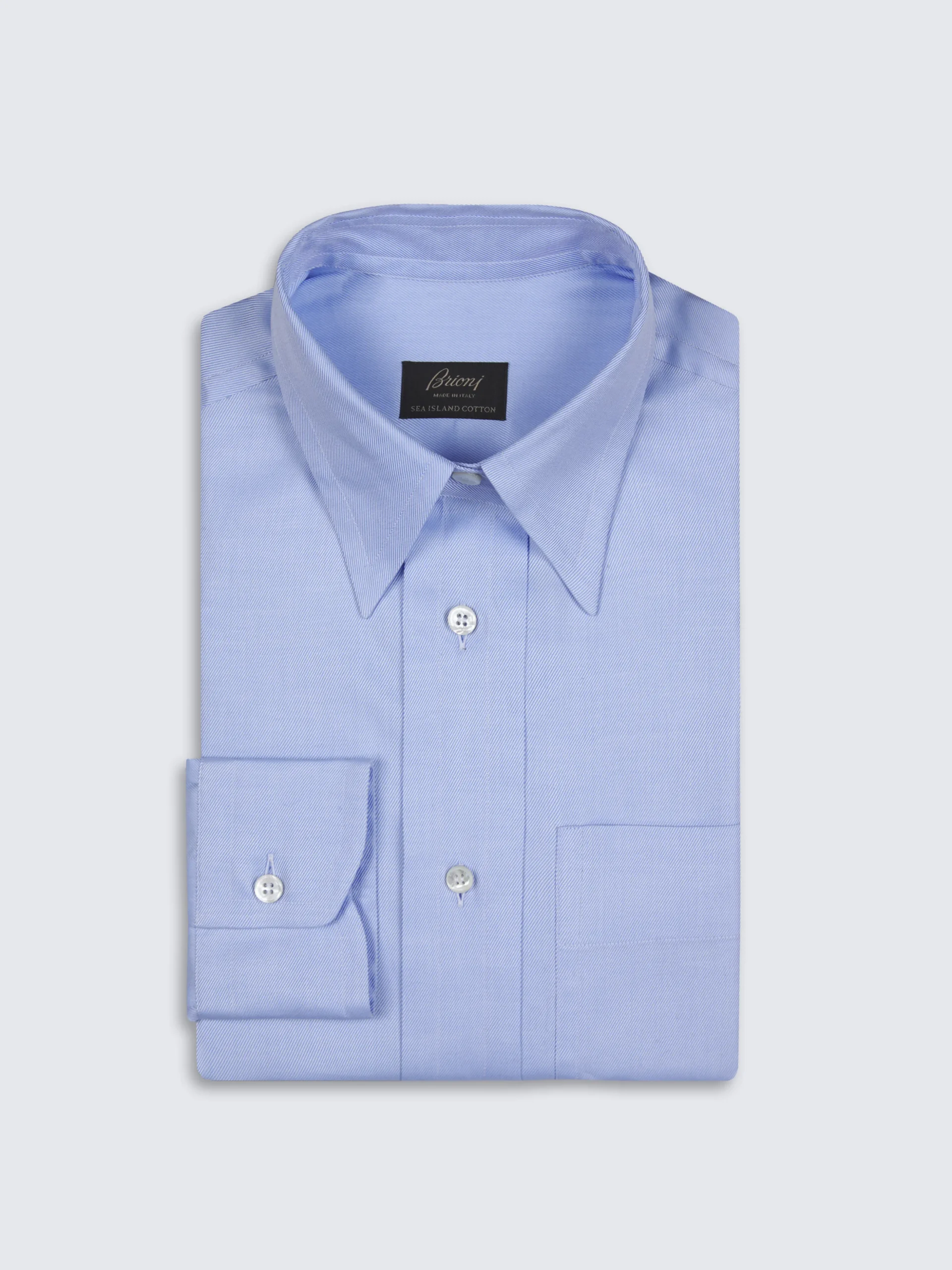 Sky blue Sea Island cotton twill shirt