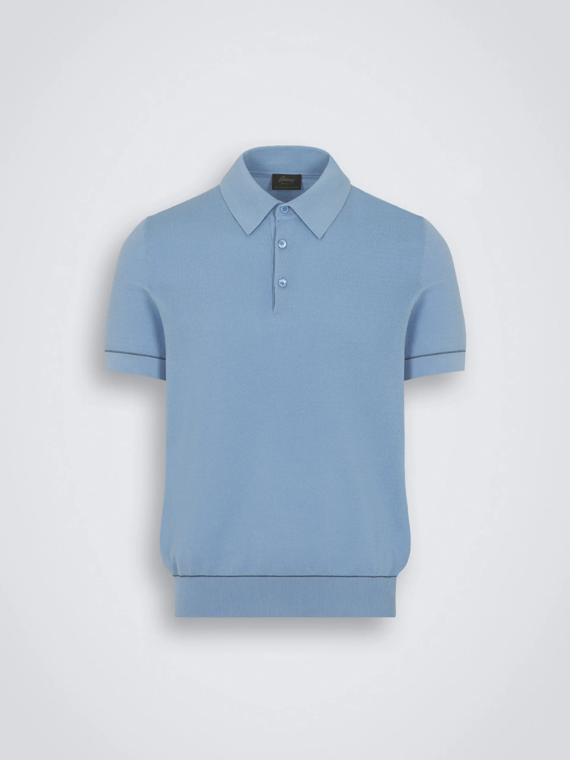 Sky blue Sea Island piqué cotton polo